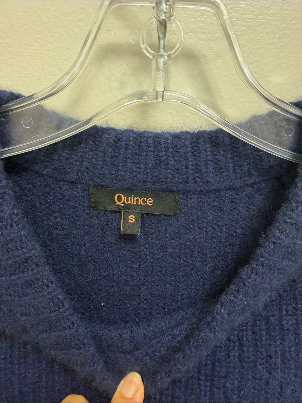 Quince Mongolian Cashmere Fisherman Crewneck Sweater Navy Blue Size S - Picture 8 of 9